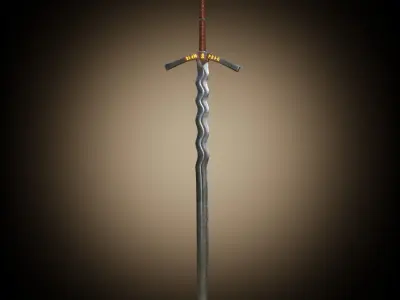 Sword with runes PBR 3D model