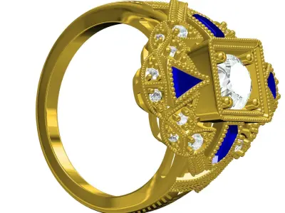 Antique Art Deco Vintage Ring 3D print model purchase