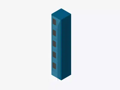 Locker - Metal - Locka - Sports - Five Tier Low-poly 3D model