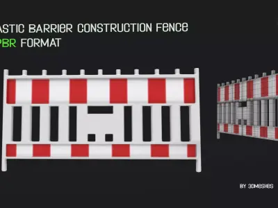 Plastic Barrier Construction Fence Low-poly 3D model