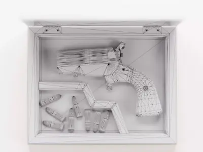 Engraved HJS Frontier Four Derringer Pearl Grip Low-poly 3D model