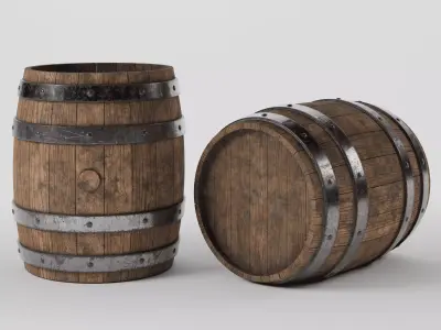 Ultra-Realistic Medieval Wooden Barrel - High Poly PBR 3D model