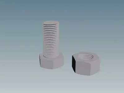 Screw with Nut M12X1-25 Free 3D model