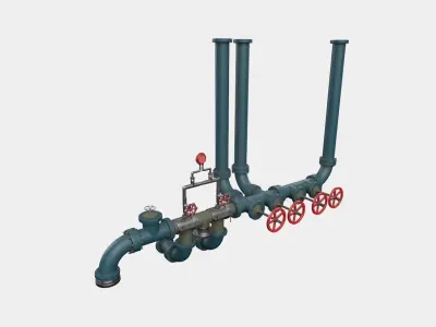 Pipeline1 pipes and valves 3D model