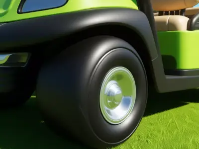 Tropical Golf Cart Vibrant Green Vehicle Beachside Course 3D Low-poly 3D model
