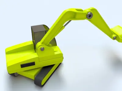 Cartoon Digger Excavator - Rigged and Animated Low-poly 3D model