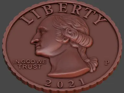 Quarter Dollar 3D model 3D print model