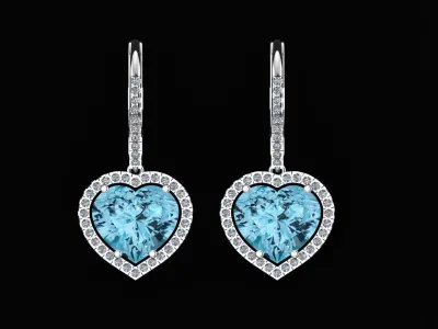 Heart shaped earrings 3D print model