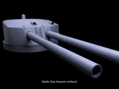 Battlle Ship Kawachi artillery 1 and 2 3D Model Collection