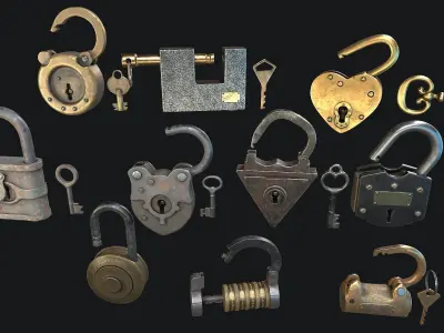 Vintage Padlock  3D Model Pack