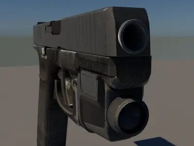 pistol Low-poly 3D model 3
