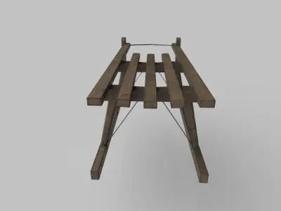 Wooden Classic Sleigh Low-poly 3D model