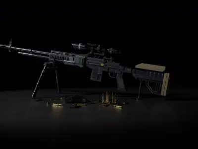 MKS 56X Sniper Rifle Low-poly 3D model