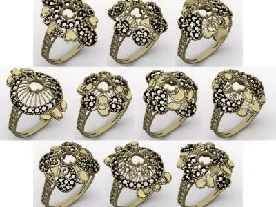 RN 51 TO 100 STONE RINGS COMPETE LOT  3D print model