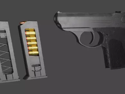 PSM Handgun Low Poly  Low-poly 3D model