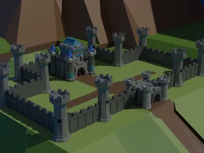 Low Poly 3D Medieval Castle  Low-poly 3D model