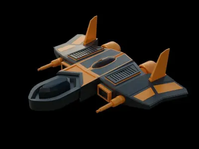 Simple Spaceship gameready  Low-poly 3D model