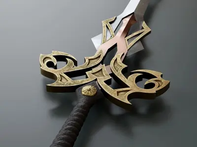 Fantasy style sword A1 Low-poly 3D model