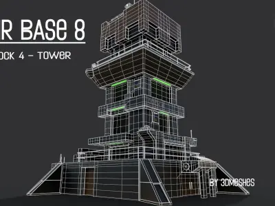 AIR BASE 8 - Dock 4 -Tower Low-poly 3D model