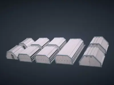 Mars KitBash - Hangars Low-poly 3D model