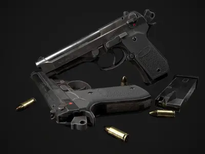 Beretta 92 FS lowpoly modle Low-poly 3D model