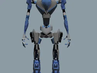Robot humanoid with skull 3D model
