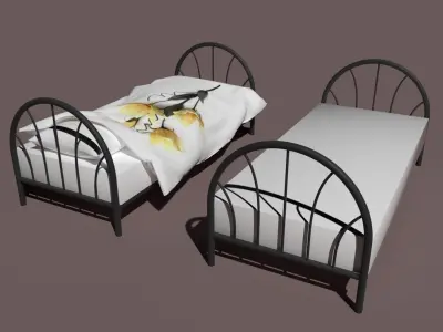 Metal frame bed 2 Free 3D model