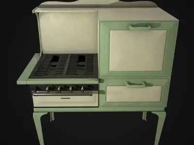 Antique Gas Stove Low-poly 3D model