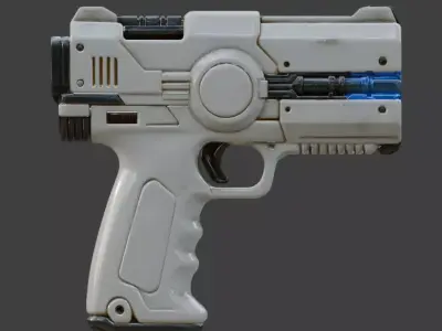 Stylized Sci-Fi Blaster Pistol 3D Low-poly 3D model
