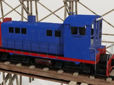 Railway Bridge 3D models complete of locomotive 3D model Low-poly 3D model