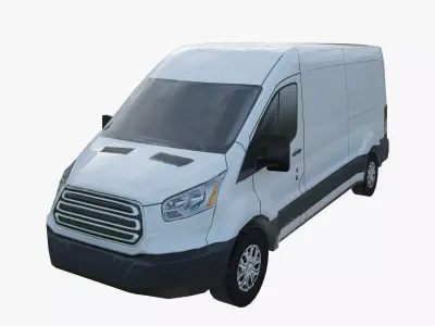 American design Panel van low polygon model Low-poly 3D model