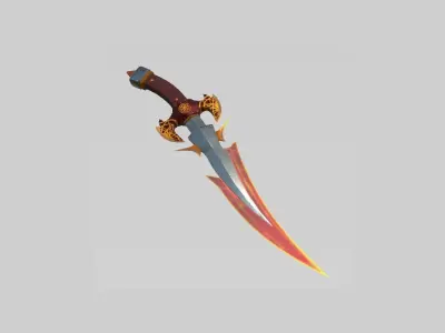 Medieval Dagger 07 Red Elemental - Fantasy Character Weapon Low-poly 3D model