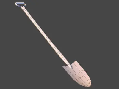 Shovel Low-poly 3D model 10