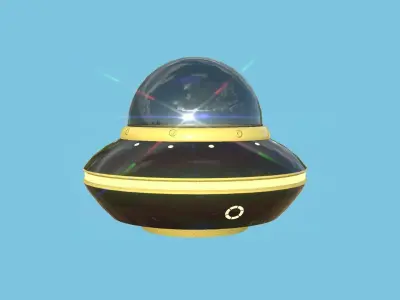 Cartoon UFO A2 - SciFi Flying Saucer - Black Yellow Low-poly 3D model