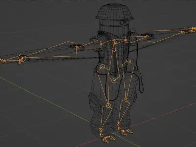 Rigged Factory Robot Low-poly 3D model