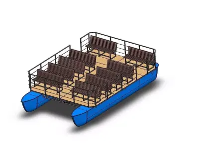 Raft pontoon boat with four seats Free 3D model