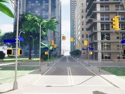 City Downtown Skyscraper Street Lot 11 Free 3D model