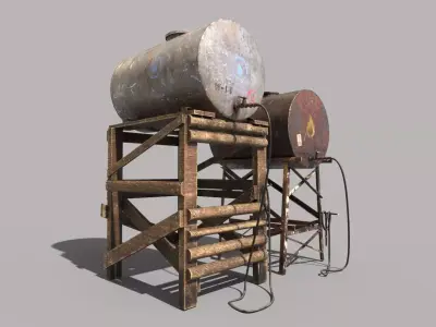 Old Oil And Water Tank 3D model