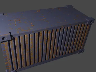 container metal box with rust Low-poly 3D model