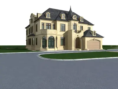Villa mansion 3D model 4
