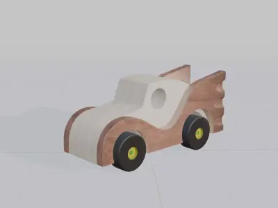 wooden toy car Low-poly 3D model