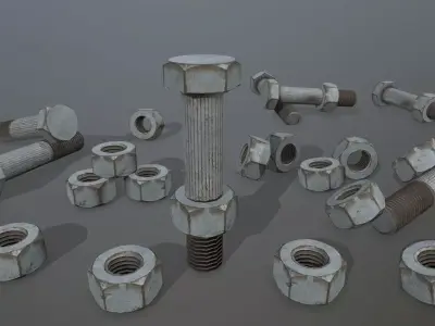 Bolts bolt and nut Low-poly 3D model get