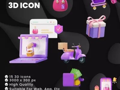 Shopping 3 Icon 3D model