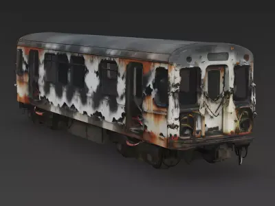 Realistic Wrecked Subway Car 3d model Low-poly 3D model
