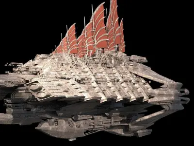 Hutt Desert Sail Barge carrier 4  3D model