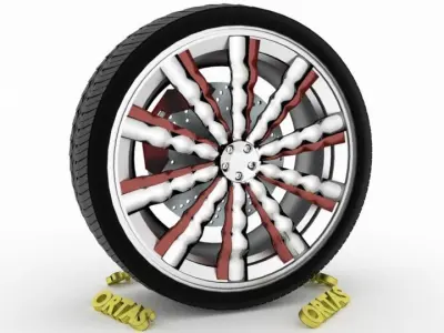 ORTAS CAR WHEEL RIM 114 GAME READY WHEEL RIM TIRE 3D model