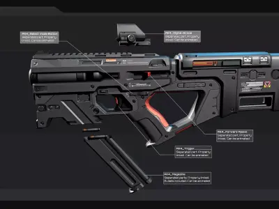 AK4 - MachineGun Low-poly 3D model