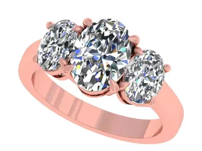 Oval Stone Engagement Ring 3D print model