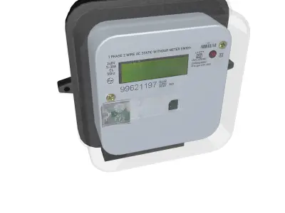 Phase AC Static Electricity Meter 3D Model Industrial Equipment Free low-poly 3D model