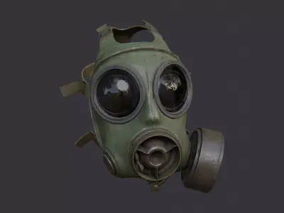 Olive Gas Mask Prop with Filter Low-poly 3D model